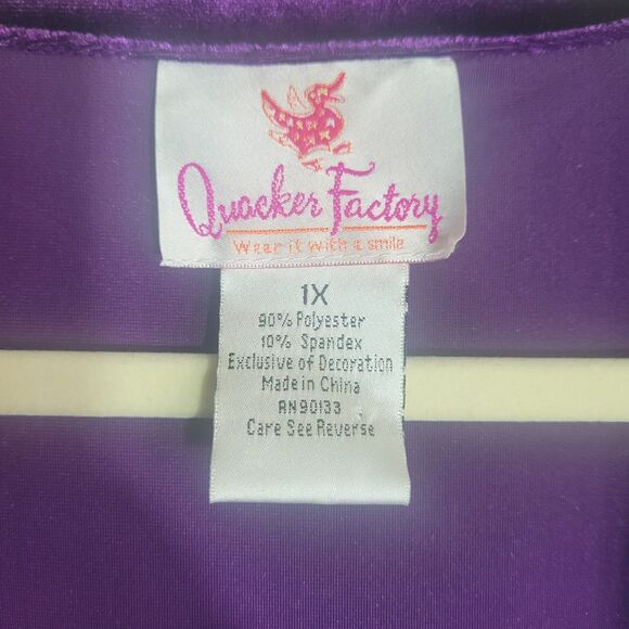 Quacker Factory Velvet Sequin Cardigan Top Women's Size 1X Purple Formal Event - Picture 5 of 8